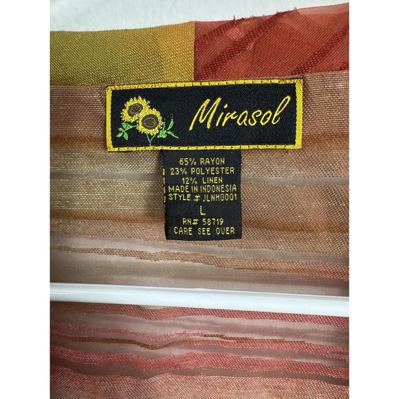 Mirasol Semi Sheer Linen Blend Open Front Cardigan Shirt Womens Large Euc - Picture 3 of 4